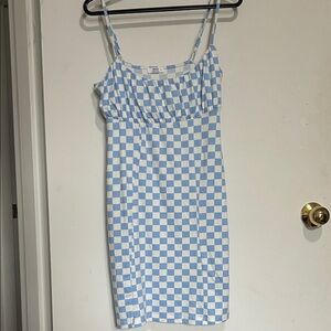 Ardene Blue and White Checkered Mini Dress